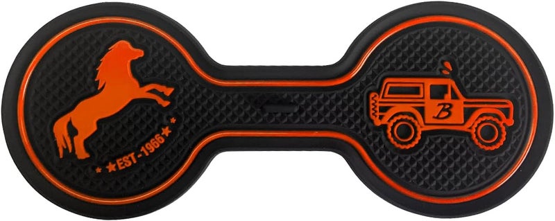 LSAUTO Car Cup Holder Coaster Compatible with Ford Bronco Offroad 2021-2025, Silicone Car Decorative Water Coaser, Bronco Car Accessories (Orange) - Image 1
